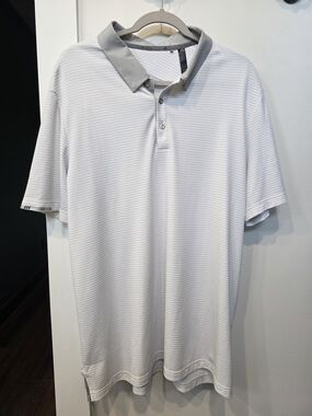 adidas Men's White Polo with Gray Contrast Collar